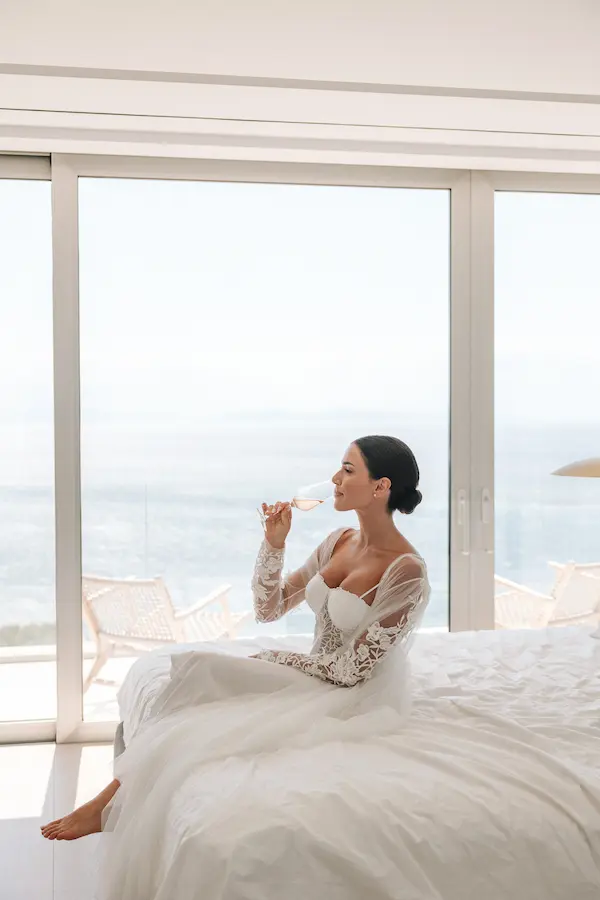 Athens luxury villa wedding, bride preparation