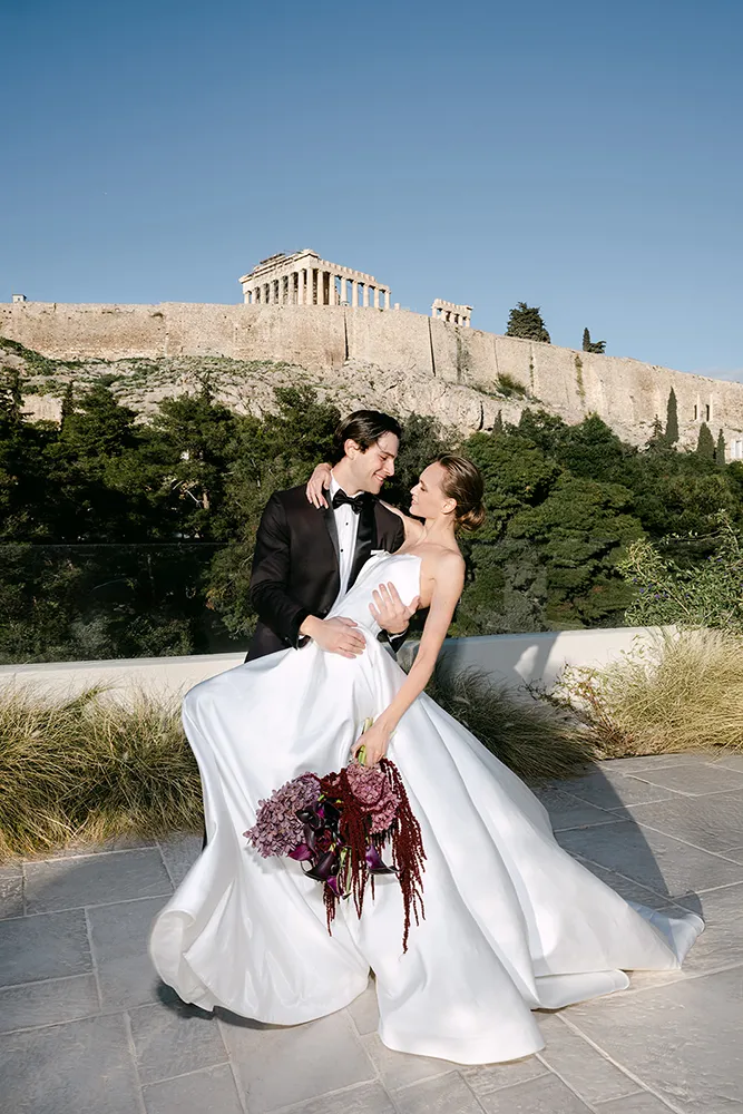 Acropolis view wedding in Athens, Greece